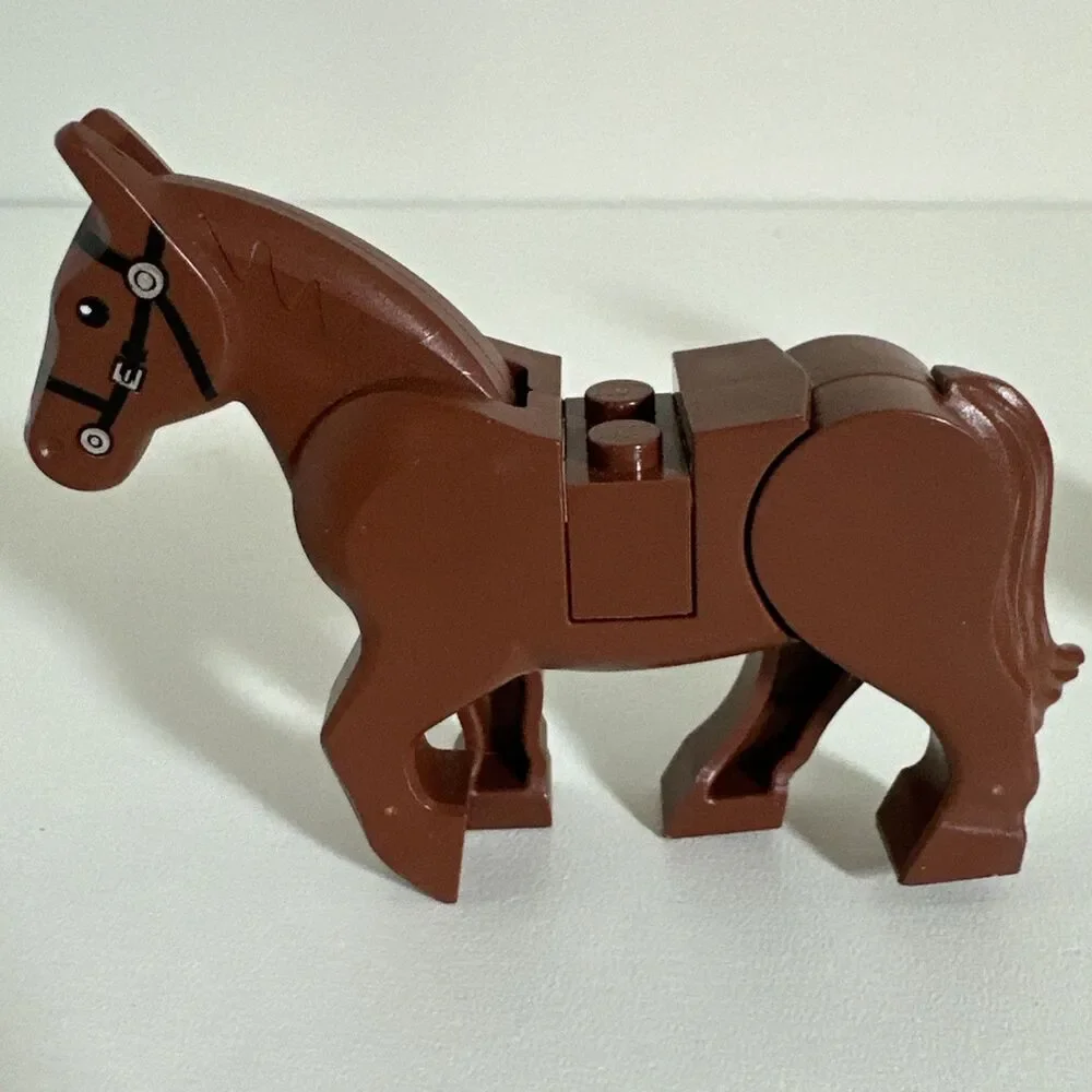 LEGO Brown Horse Minifigure w/ Movable Legs Black Bridle LOTR Western Farm Qty 2